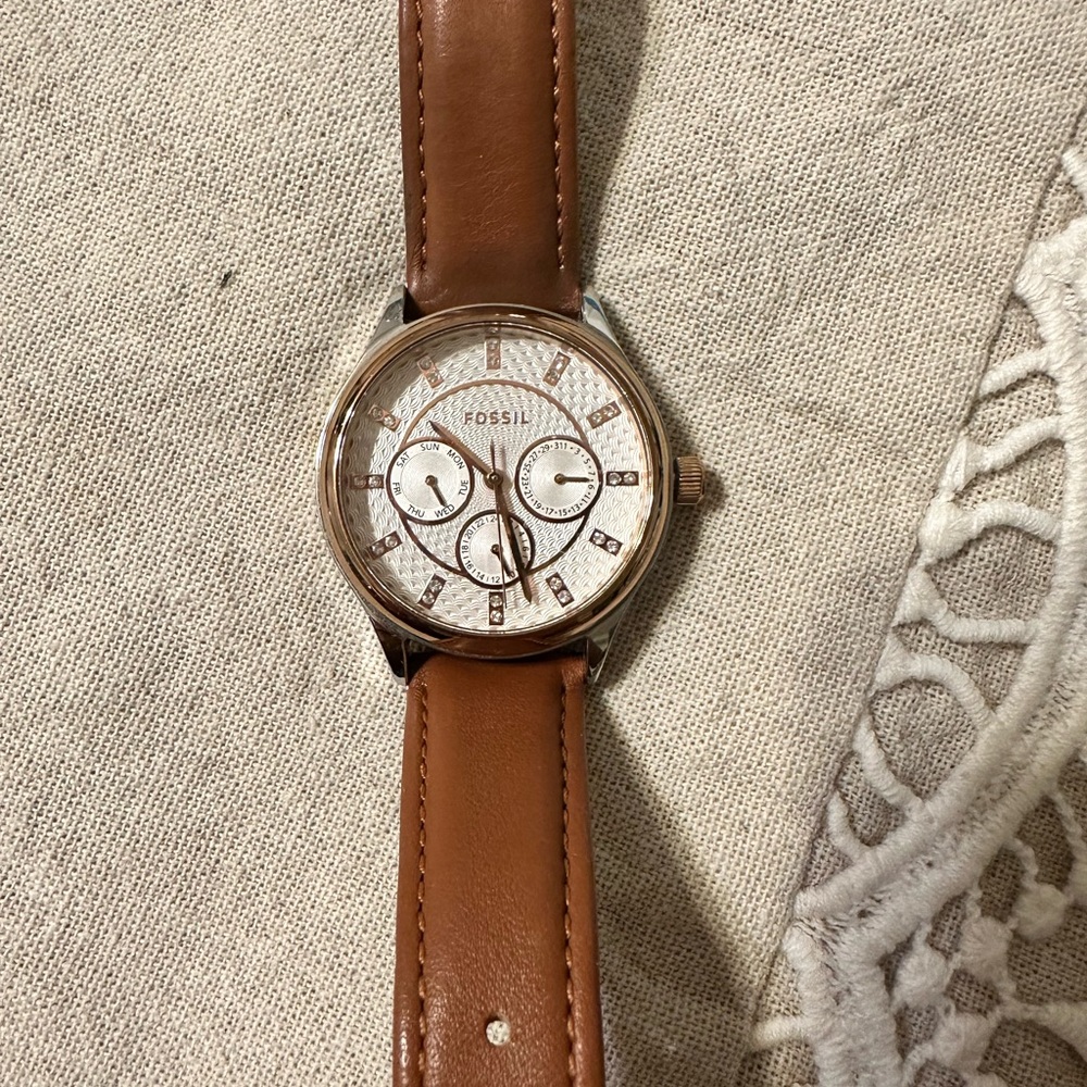Fossil Tan Leather Chronograph Watch